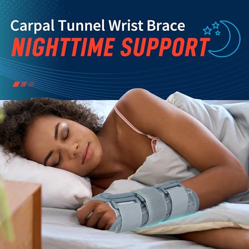 FEATOL Wrist Brace Carpal Tunnel for Women Men, Adjustable Night Sleep Support Brace with Splints Right Hand, Small/Medium - Image 2