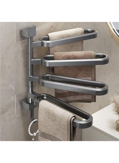 Swivel Towel Rack, Wall Mounted Self Adhesive Towel Rail Bathroom Organiser, Towel Holder 180 Degree Rotating Slipper Hanger 4 in 1, Space Saving Towel Holder for Bathroom, Grey - pzsku/Z63BBC7B288A85D5F35CEZ/45/_/1729500297/acb56e98-de06-4daf-8cb5-f4915c862858