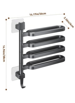 Swivel Towel Rack, Wall Mounted Self Adhesive Towel Rail Bathroom Organiser, Towel Holder 180 Degree Rotating Slipper Hanger 4 in 1, Space Saving Towel Holder for Bathroom, Grey - pzsku/Z63BBC7B288A85D5F35CEZ/45/_/1729500309/858a9ff3-9e9f-4ac7-977a-740e2b9ccdc6