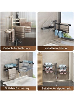 Swivel Towel Rack, Wall Mounted Self Adhesive Towel Rail Bathroom Organiser, Towel Holder 180 Degree Rotating Slipper Hanger 4 in 1, Space Saving Towel Holder for Bathroom, Grey - pzsku/Z63BBC7B288A85D5F35CEZ/45/_/1729500332/f39dd4cd-1819-43a3-ab2e-0a9d0d3d367e