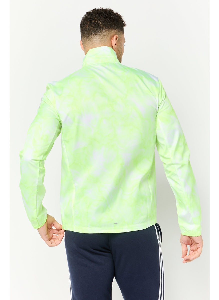 Adidas Men Sportswear Fit Long Sleeves Running Jacket, Lime Green  - Image 2