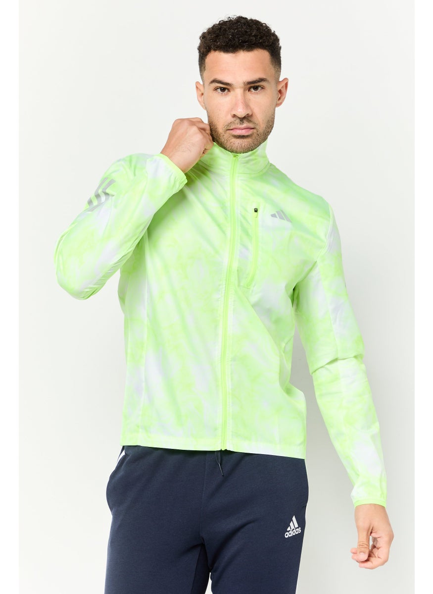 Adidas Men Sportswear Fit Long Sleeves Running Jacket, Lime Green  - Image 1