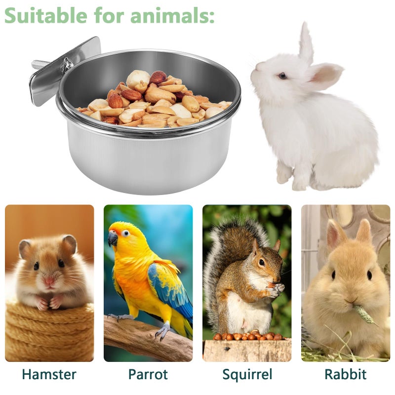 2 Pcs Bird Food Bowl with Clamp, Durable Brid Bowls for Cage, Water Bowl for Bird Parrot Cockatiel Conure Budgies Parakeet Small Animal - Image 5