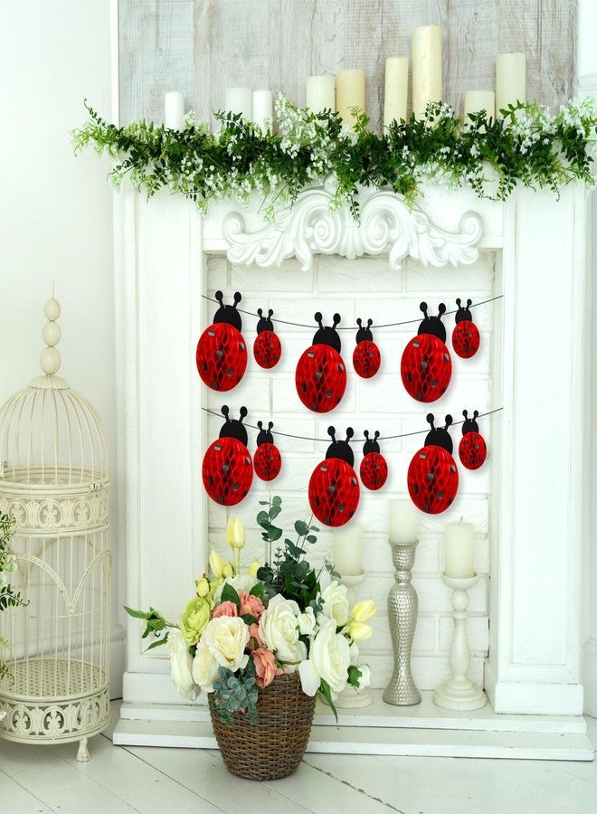 MotiMind 12 Pcs Ladybug Party Honeycomb Centerpieces Ladybug Birthday Banner Ladybug Hanging Honeycomb Ladybug Party Decoration Ladybug Hanging Swirls for Ladybug Birthday Baby Shower Party Supplies - Image 5