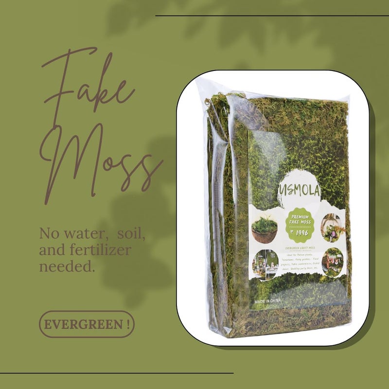 USMOLA Fake Green Moss for Potted Plants, 4OZ Artificial Moss for DIY Crafts, Faux Moss for Table Centerpieces Fairy Garden Decor (Fresh Green 140gr) - Image 4