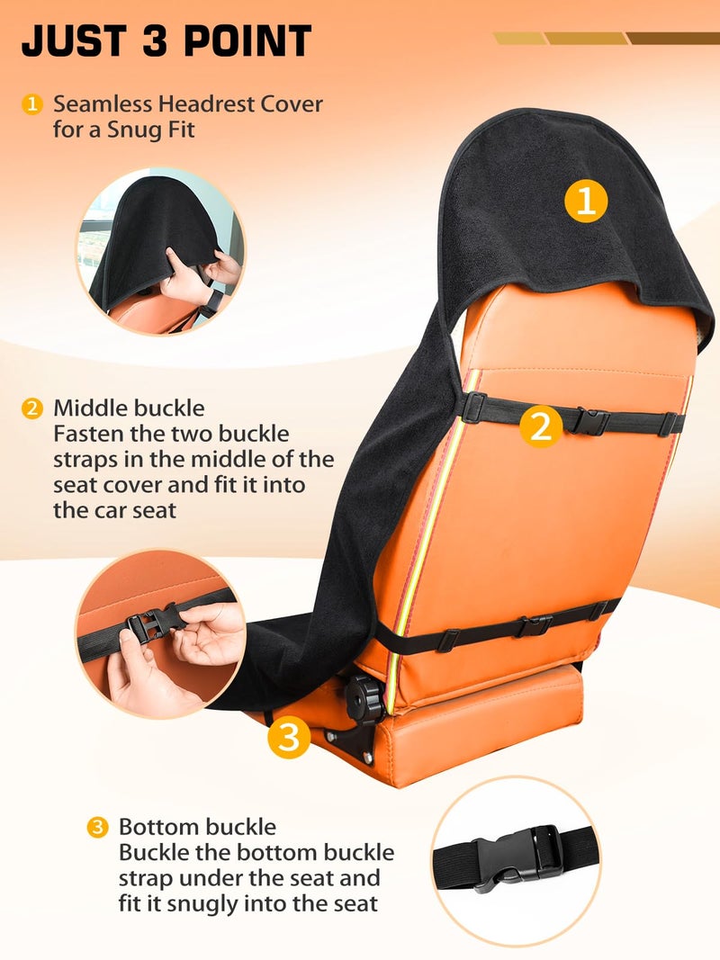TESFEEL Universal Car Seat Cover Towel, Waterproof Washable Sweat Protection for Front Bucket Seats, Non-Slip Fit, Fits Cars SUVs Trucks, Ideal for Gym, Kids, Pets, Outdoor Sports, Travel (Black, 2 Pack) - Image 5