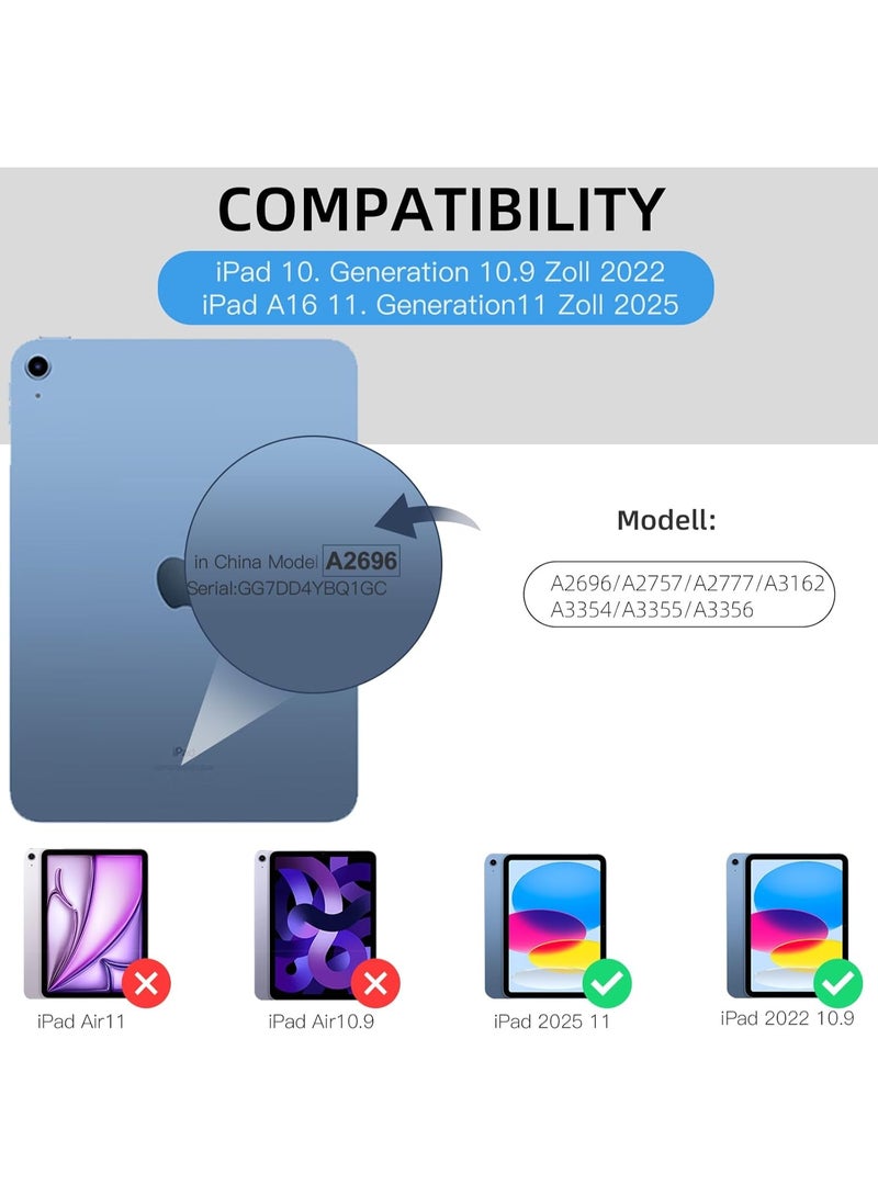 iPad (A16) 11th Generation Case 11 Inch 2025, iPad 10th Generation Case 2022 10.9 Inch with Pencil Holder, Soft TPU Back Slim Smart Protective Trifold Stand Cover, Auto Wake/Sleep - Image 5