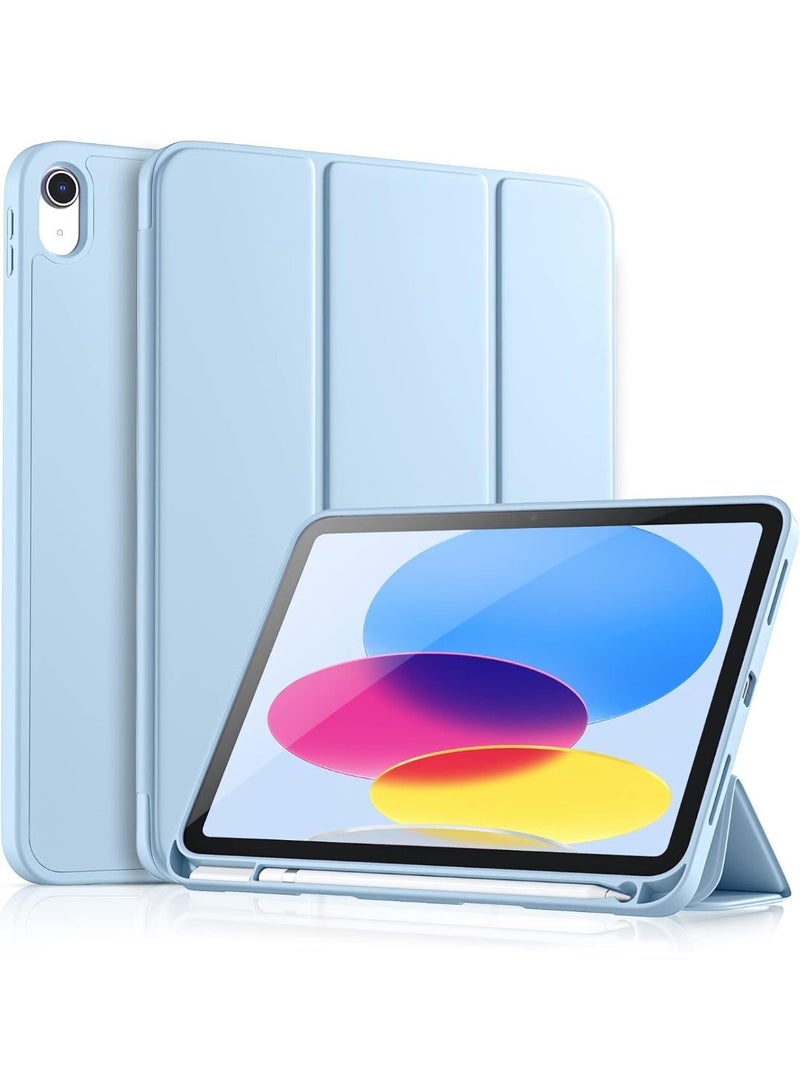 iPad (A16) 11th Generation Case 11 Inch 2025, iPad 10th Generation Case 2022 10.9 Inch with Pencil Holder, Soft TPU Back Slim Smart Protective Trifold Stand Cover, Auto Wake/Sleep - Image 1