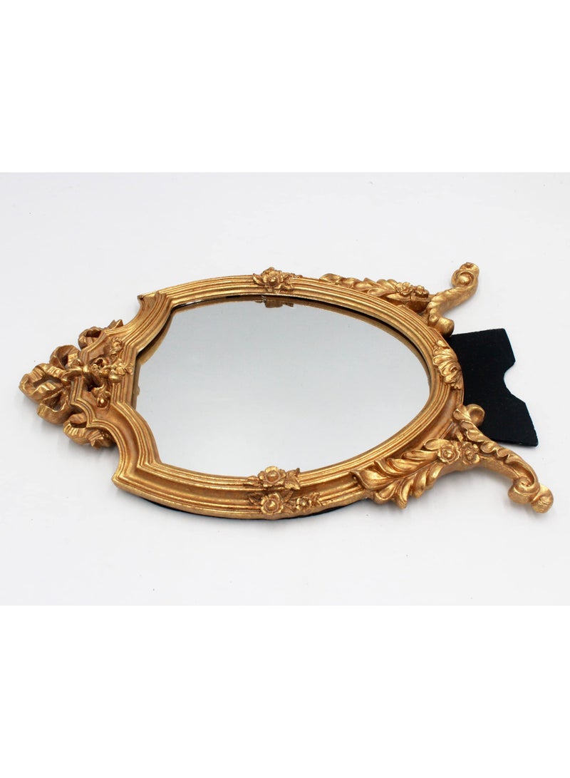 KISSUN Antique Gold Resin Frame Decorative Wall Mirror Makeup Mirror Tabletop Mirrors, for Bedroom Living-Room Dresser Decor 8.2W x 13 L inchs - Image 5