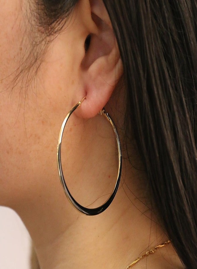 INENIMARTJ Gold Hoop Earrings for Women Gold and Colorful Hoop Earrings Red Black White Enamel Hoops Earring Big Round Circle Hoops Earring Jewelry for Women Accessories (gold and black) - Image 4