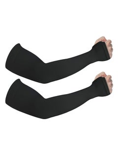 Arm Sleeves UV Sun Protection Arm Cover Sleeves Cooling Long Sleeves Universal Fit for MenWomenKids (Black) Microfibre, Cotton, Polyresin Arm Warmer Summer Gloves