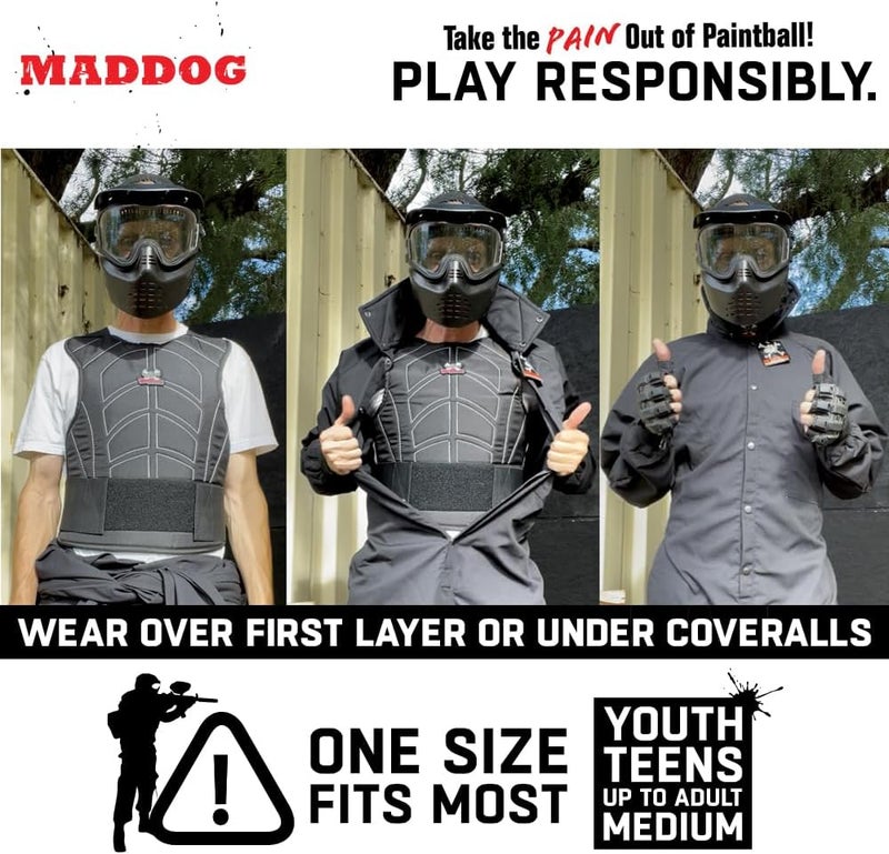 MAddog Sports Paintball & Airsoft Protective Combo Package | Padded Chest Protector, Half Finger Gloves, & Neck Protector – Lightweight Impact Protection for Youth, Teens, Up to Adult Medium Players - Image 2