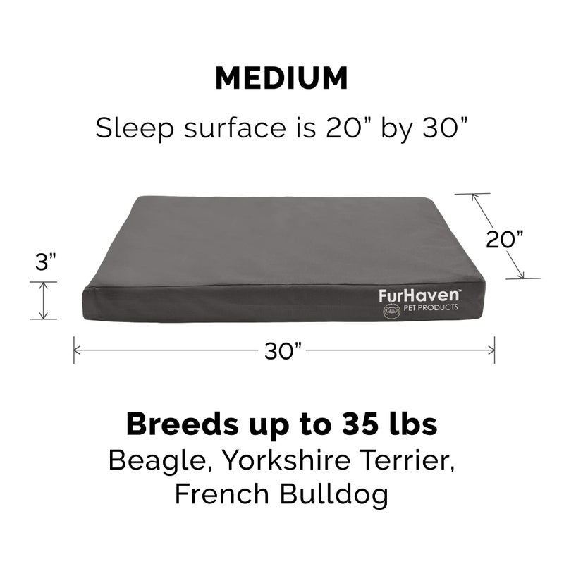 Furhaven Replacement Dog Bed Cover Water-Resistant Indoor/Outdoor Logo Print Oxford Polycanvas Mattress, Washable - Stone Gray, Medium - Image 3