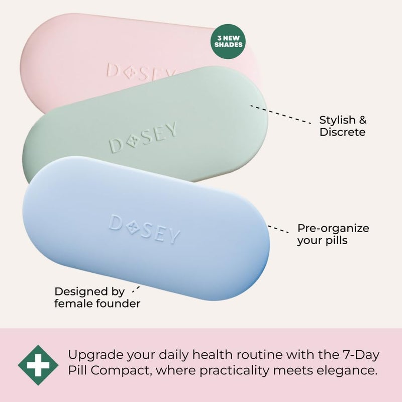 Dosey 7 Day Pill Compact Travel Pill Organizer - Pill Case with 7 Pill Compartments for Medicine Storage & Protection â€“ Stylish & Elegant Medication Organizer with Mirror, Sage - Image 5