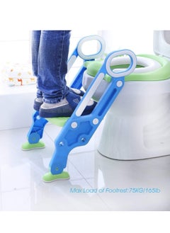 Gonice Potty Training Toilet Seat with Step Stool Ladder for Boys and Girls Baby Toddler Kid Children Toilet Training Seat Chair with Handles Padded Seat Non-Slip Wide Step (Blue Green)  - Image 5