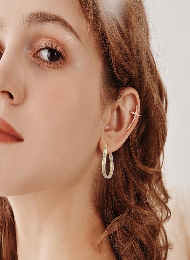 OIDIMS Colorful Mixed Color Earrings Hoop for Women Tritone Unique Lightweight Teardrop Hoop Earring Simple Huggie High Polished Statement Jewelry Gift - Image 2