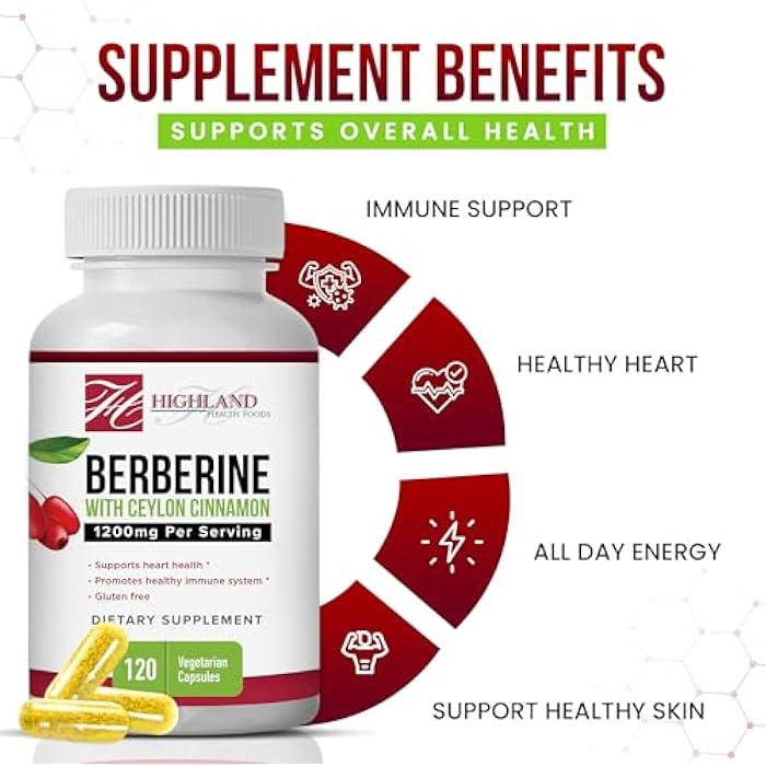 Berberine with Ceylon Cinnamon 1200 mg - Berberine HCL and Cinnamon for Blood Sugar and Metabolic Support - Non-GMO - Natural Support for Healthy Lifestyle - 120 Veg Capsules - Image 3