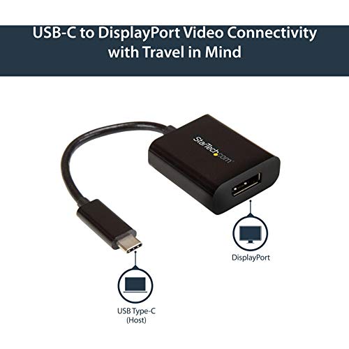 StarTech.com USB C to DisplayPort Adapter - 4K 60Hz/8K 30Hz, DP 1.4 HBR2 Dongle, Compact USB-C (DP Alt Mode) Monitor Video Converter, Works w/ TB3 - Type-C to DP Converter (CDP2DP), 0.6"x1.5"x7.1" - Image 3