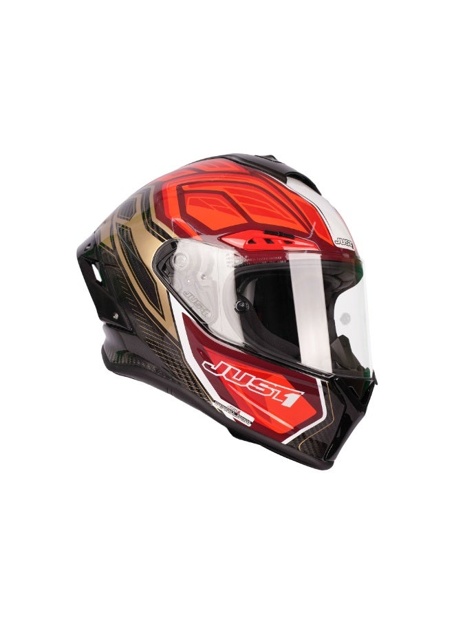 Just 1 Instinct Fluo Light Red Carbon Full Face Helmet ECE - 680026 - Image 1