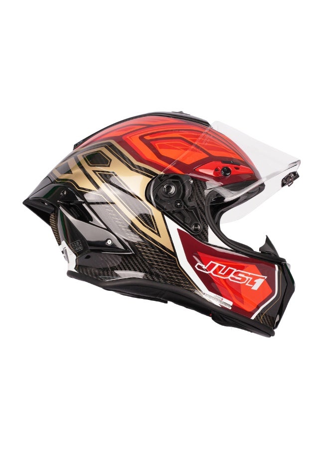 Just 1 Instinct Fluo Light Red Carbon Full Face Helmet ECE - 680026 - Image 2