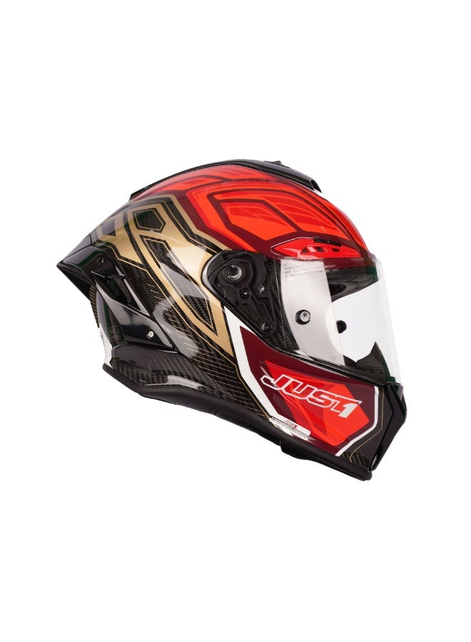 Just 1 Instinct Fluo Light Red Carbon Full Face Helmet ECE - 680026 - Image 3