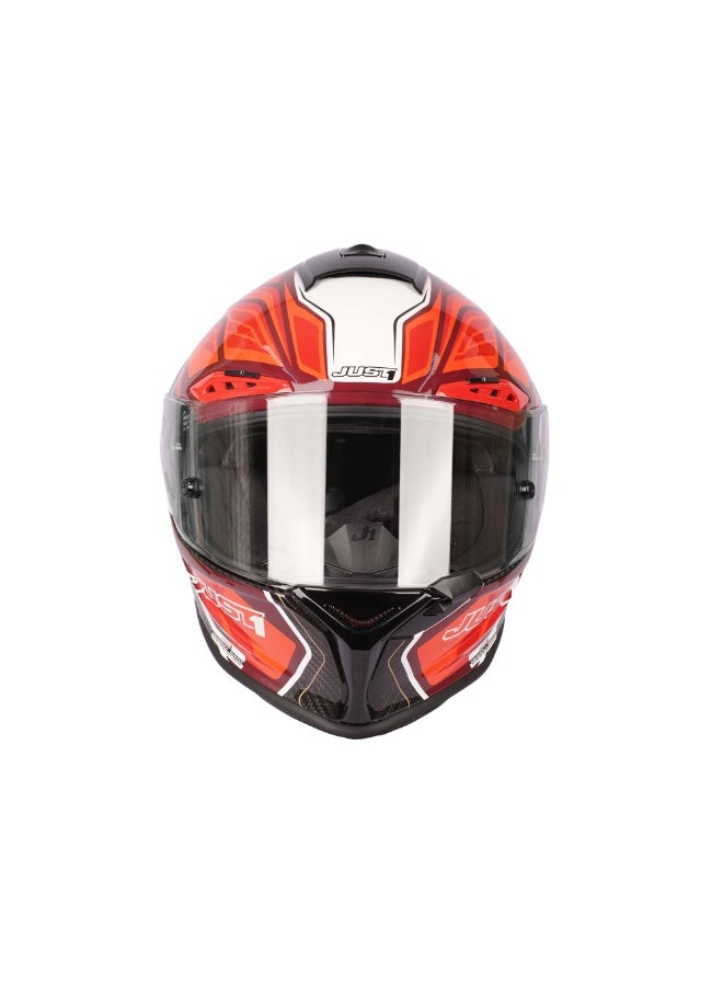 Just 1 Instinct Fluo Light Red Carbon Full Face Helmet ECE - 680026 - Image 4