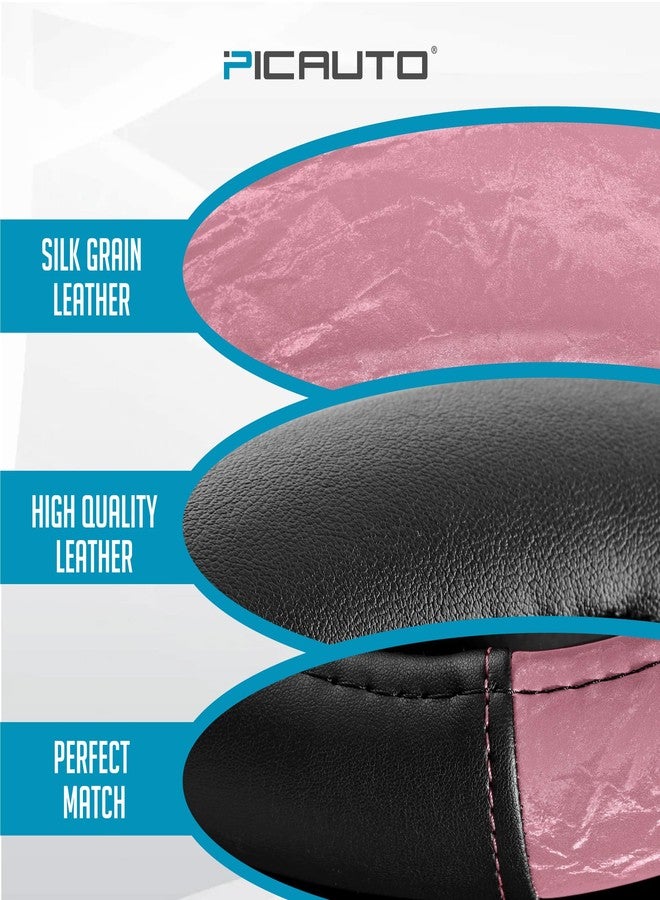 PIC AUTO Steering Wheel Cover, Silk Grain Leather Car Steering Wheel Protector, Comfortable Grip, Universal 14.5-15.5 Inch Anti-Slip Steering Wheels Accessories for Men & Women (Pink) - Image 3