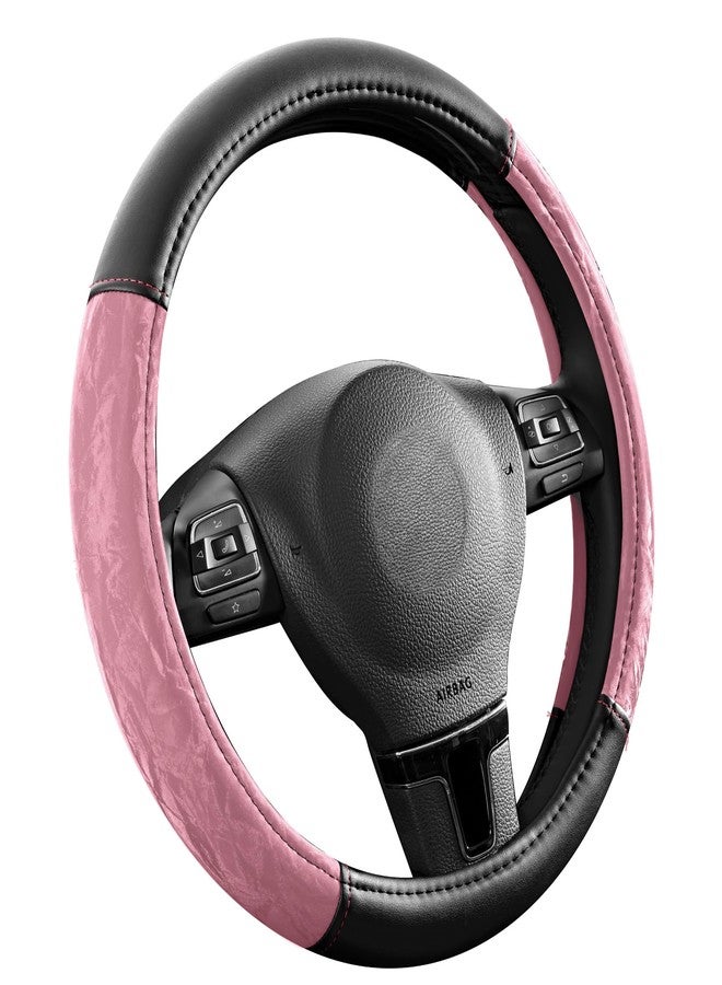 PIC AUTO Steering Wheel Cover, Silk Grain Leather Car Steering Wheel Protector, Comfortable Grip, Universal 14.5-15.5 Inch Anti-Slip Steering Wheels Accessories for Men & Women (Pink) - Image 2