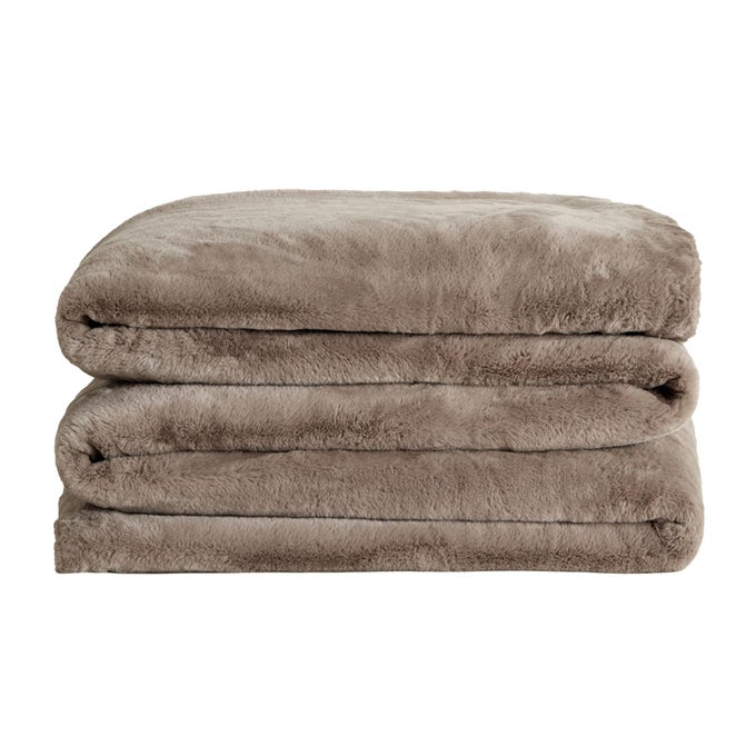 CUDDLE PUDDLE FAUX FUR BLANKET OVERSIZED LIGHTWEIGHT EXTRA SOFT BLANKET MACHINE WASHABLE ADD A LAYER OF SOFTNESS TO ANY BED OR COUCH 100 X 100 TAUPE DUCKY
