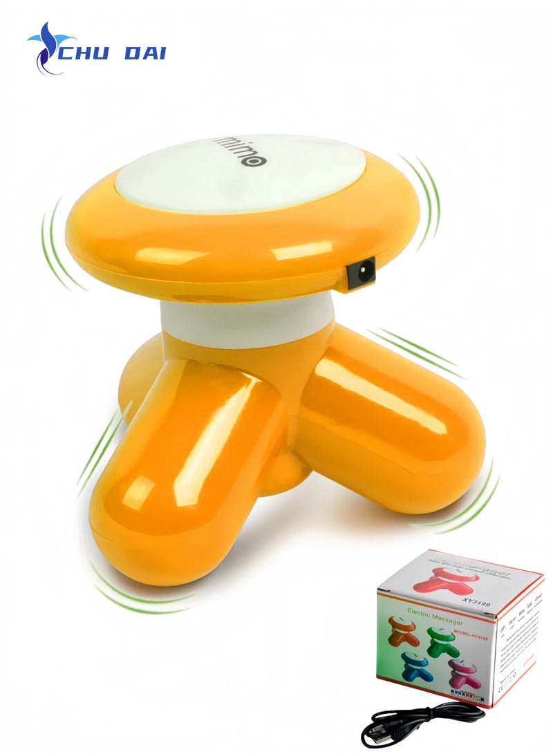 CHU DAI Mini USB Electric Massager - Green - Powerful Massage Vibrations for Muscle Relief & Relaxation - Portable Therapeutic Device w/ 2 Convenient Power Modes (Battery Operated & USB Powered)(Orange) - Image 1