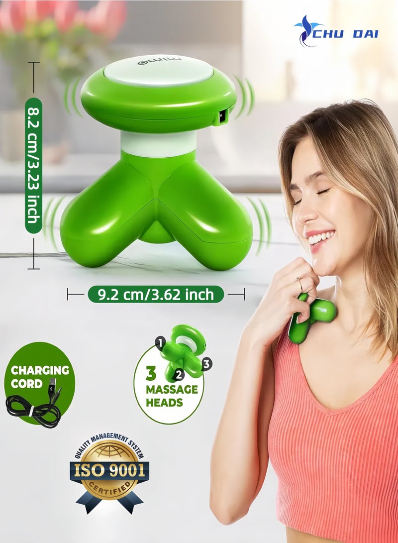 CHU DAI Mini USB Electric Massager - Green - Powerful Massage Vibrations for Muscle Relief & Relaxation - Portable Therapeutic Device w/ 2 Convenient Power Modes (Battery Operated & USB Powered)(Orange) - Image 4