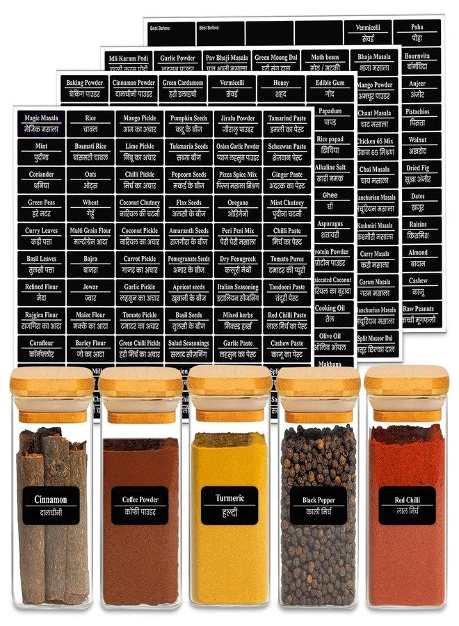 GLUN Pack of 264 Pcs Printed Label Stickers for Kitchen Jars -Waterproof, Pre-Printed Stickers for Kitchen Containers, Maker for Jars and Containers, 264 Labels - Image 1