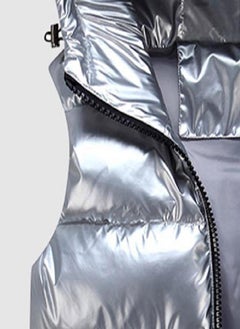 Women Winter Vest Solid Color Hooded Warm Elastic Hem Pockets Bright Color Quilted Vest Waistcoat