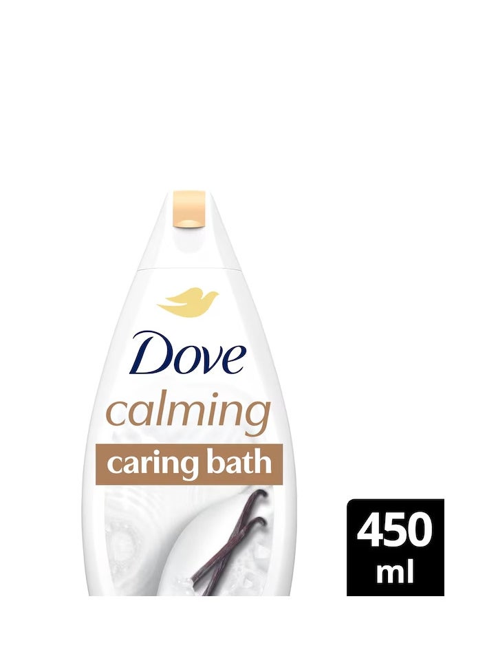 Set Of 2 Dove Calming Caring Bath Soak 450 ml Mix With Dove Indulging Cream Bath Soak 450 ml