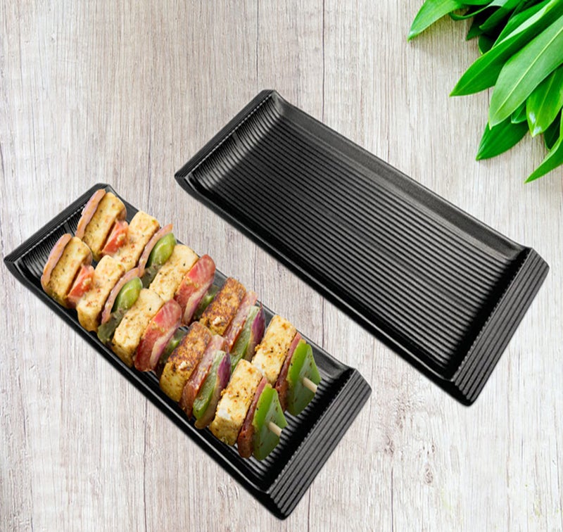 ZIDO (Pack of 2 Classical Design Multi Purpose Serving Platter for All Types of Snacks Like Paneer Tikka, Tandoori Chaap, Malai Chaap, Chilly Potato, Noodles, Dhokla, and as Your Wish. - Image 1