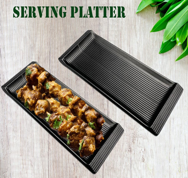 ZIDO (Pack of 2 Classical Design Multi Purpose Serving Platter for All Types of Snacks Like Paneer Tikka, Tandoori Chaap, Malai Chaap, Chilly Potato, Noodles, Dhokla, and as Your Wish. - Image 2