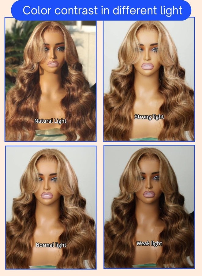 Nadula Honey Blonde Bye Bye Knots Glueless Drawstring Wig Human Hair, 7x5 HD Pre Cut Body Wave Lace Front Wig Pre Plucked Bleached Knots, Pre Everything Glueless Ready to Wear Highlight Wig 16inch - Image 4