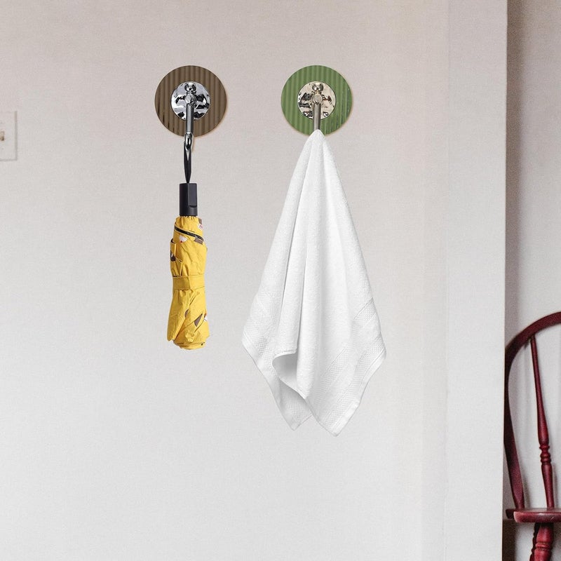 Healifty 8pcs Decorative Adhesive Wall Hooks for Hanging Keys and Towels, Punch-Free Striped Self Adhesive Small Wall-Mounted Hooks for Entryway and Bathroom, Green Gold Gray Silver - Image 5