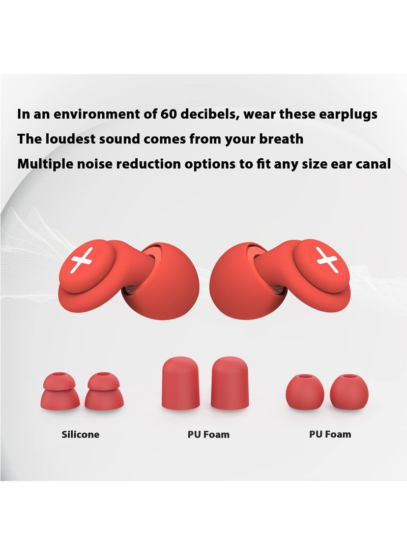 SYOSI MAKINGTEC Noise Cancelling Reusable Hearing Protection Flexible Silicone Ear Plugs-40 dB for Sleeping, Traveling, Red  - Image 3
