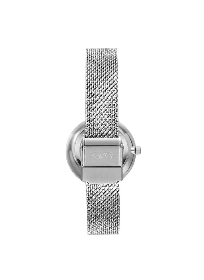 ECSTACY Ecstacy Women's Japan Quartz Movement Watch, Analog Display and Mesh Strap - E20506-SMSMB, Silver