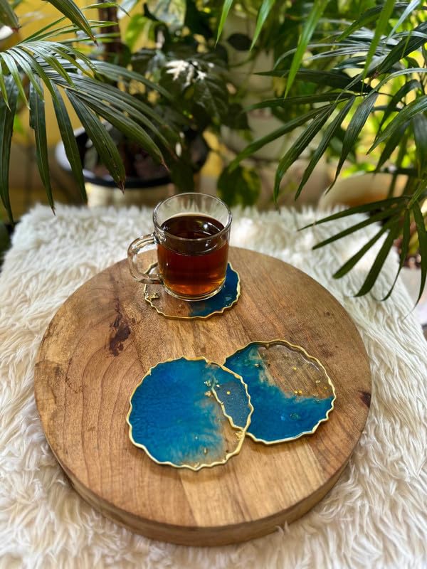 Artlia Handcrafted Geode Coasters for Dining Table Set of 6 (4'' Diameter Ideal for Gifting (Birthdays,Anniversaries,Weddings),Enhancing Home Decor,Gifts,and Special Occasions (Blue) - Image 3