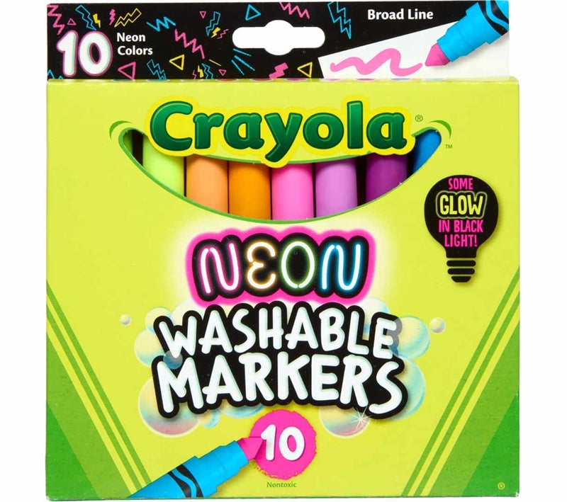 Crayola Neon Washable Markers, Broad Line, 10 Count - Image 1