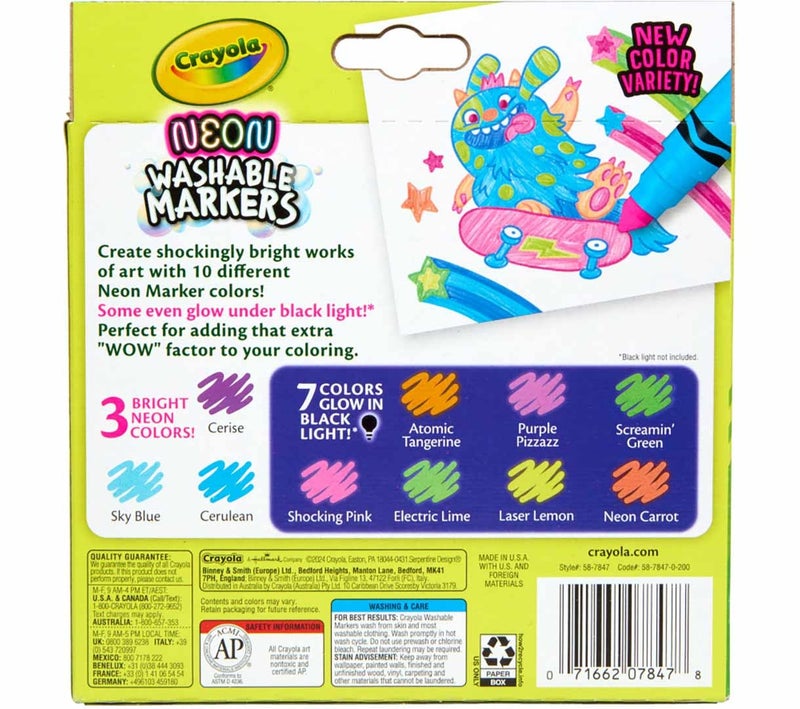 Crayola Neon Washable Markers, Broad Line, 10 Count - Image 4