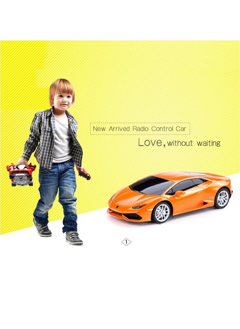 راستار - مقياس 1:24 مرخص رسميًا من Lamborghini HURACÁN LP610-4 كهربائي للتحكم عن بعد في رياضة سباق السيارات، نموذج سيارة RC هدية للأولاد والبنات والمراهقين والبالغين - برتقالي - Image 1