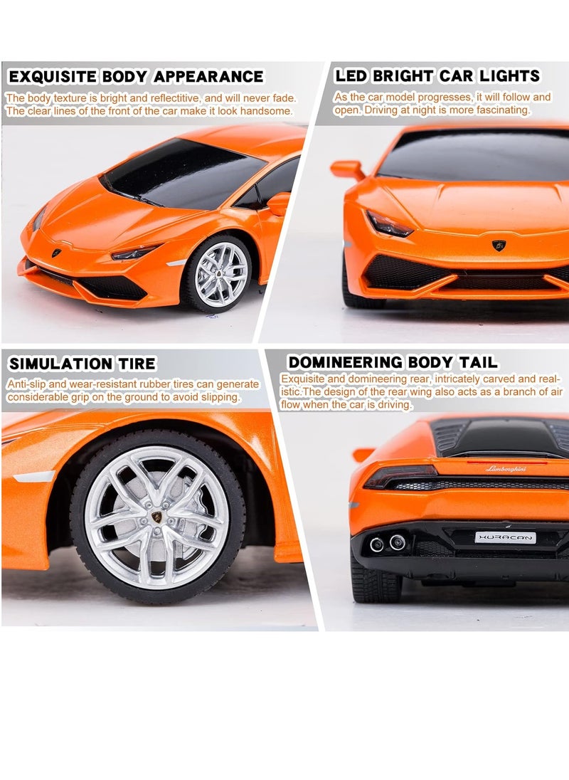 راستار - مقياس 1:24 مرخص رسميًا من Lamborghini HURACÁN LP610-4 كهربائي للتحكم عن بعد في رياضة سباق السيارات، نموذج سيارة RC هدية للأولاد والبنات والمراهقين والبالغين - برتقالي - Image 1