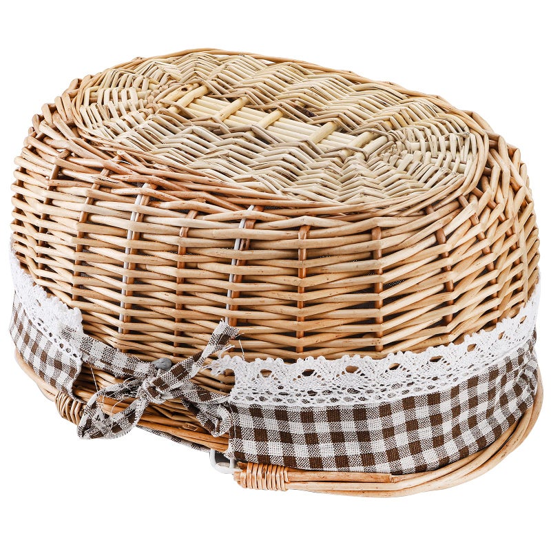 Peohud Wicker Picnic Basket with Double Folding Handles, Empty Baskets for Gifts, Woven Easter Basket, Willow Picnic Hamper Garden Harvest Basket for Easter Egg Gathering, Candy, Toys, Wedding - Image 5