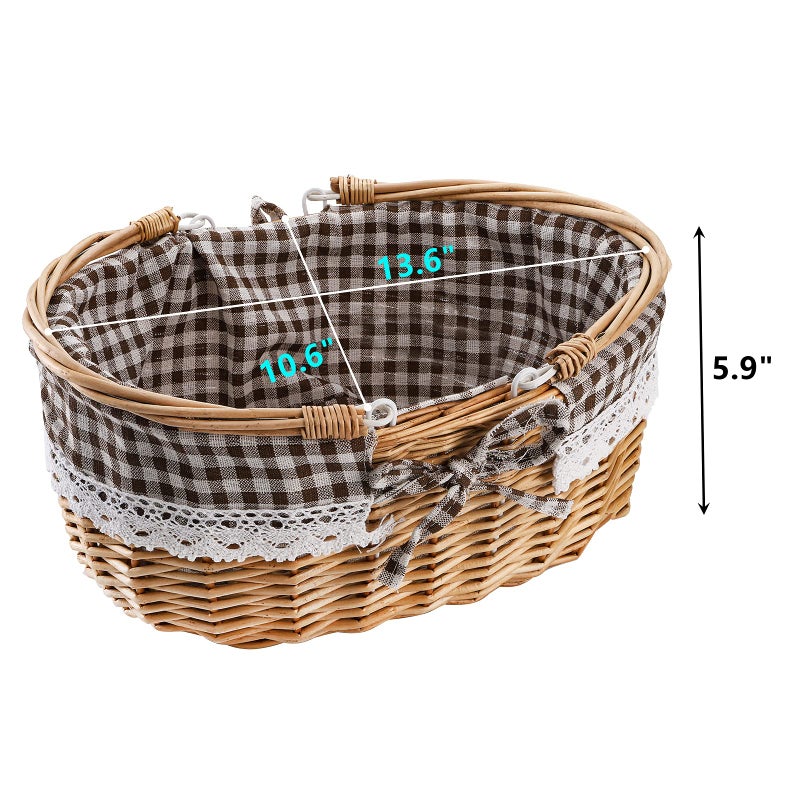 Peohud Wicker Picnic Basket with Double Folding Handles, Empty Baskets for Gifts, Woven Easter Basket, Willow Picnic Hamper Garden Harvest Basket for Easter Egg Gathering, Candy, Toys, Wedding - Image 2