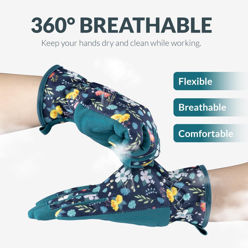 Baidast Gardening Gloves for Women, Breathable Leather Garden Gloves with Grip, Thorn Proof Working Gloves for Digging, Planting, Pruning - Image 3