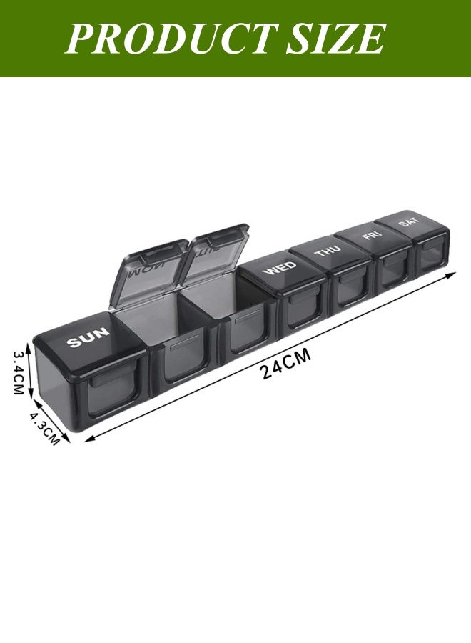 2 Pack Weekly Pill Organizer, Large 7 Day Pill Case, Daily Vitamin Case Medicine Box, AM/PM Pill Containers for Medicine Supplements Fish Oil（White & Black） - Image 5