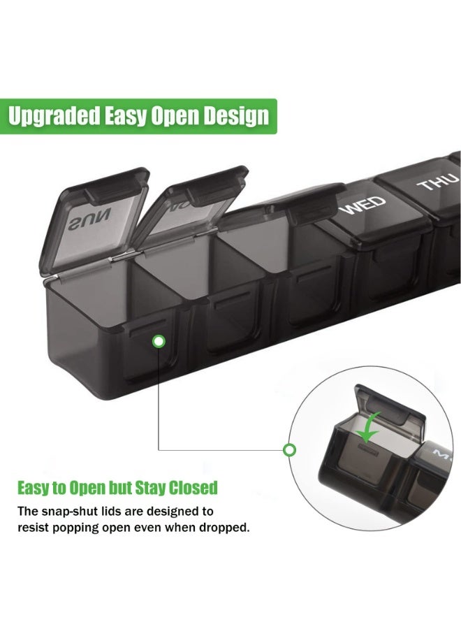 2 Pack Weekly Pill Organizer, Large 7 Day Pill Case, Daily Vitamin Case Medicine Box, AM/PM Pill Containers for Medicine Supplements Fish Oil（White & Black） - Image 3